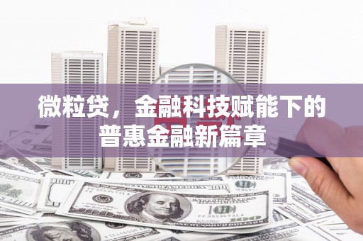 三明微粒贷，金融科技赋能下的普惠金融新篇章