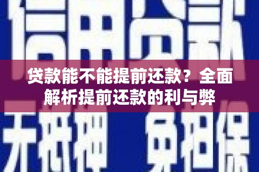 公安贷款能不能提前还款？全面解析提前还款的利与弊