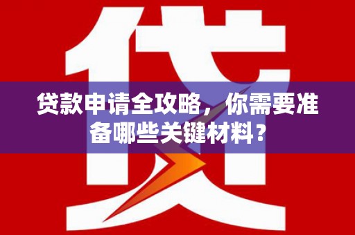 宁明贷款申请全攻略，你需要准备哪些关键材料？