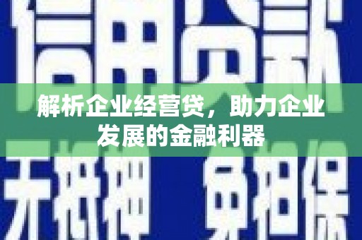 邢台解析企业经营贷，助力企业发展的金融利器