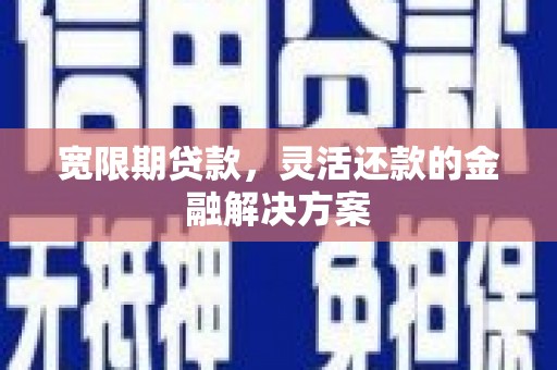 温岭宽限期贷款，灵活还款的金融解决方案
