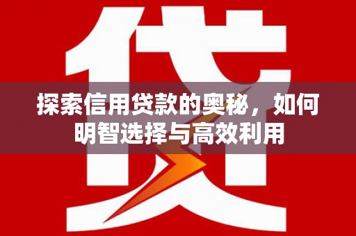 峨山探索信用贷款的奥秘，如何明智选择与高效利用